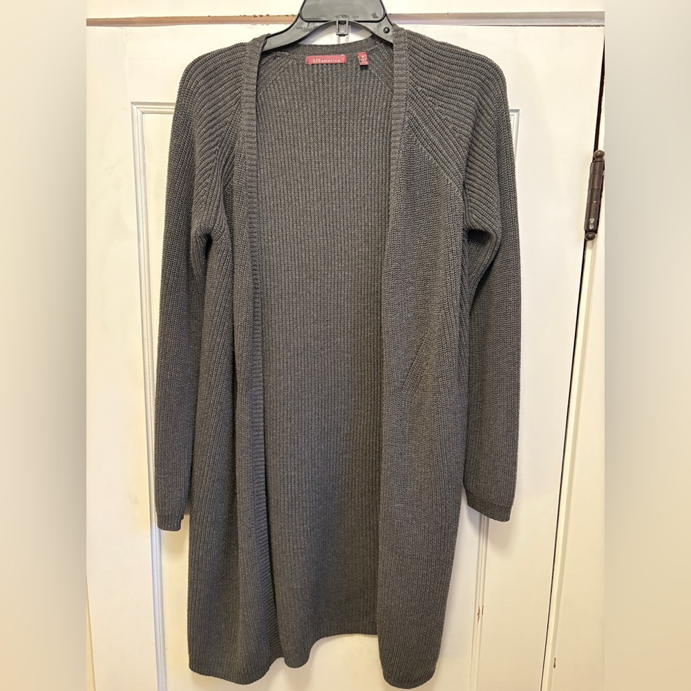 525 America gray cotton, long open cardigan sweater- m